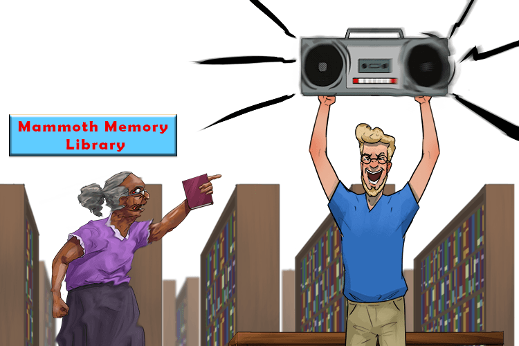 Now was the wrong time for the man to turn on (maintenant) his loud music