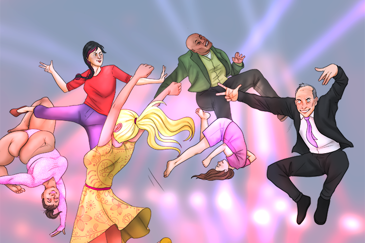 The disco was open and everyone was doing amazing moves and jumps into the air (ouvert).