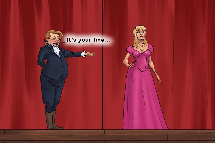 The singer opposite me in the opera just posed and didn't say (opposé) their lines