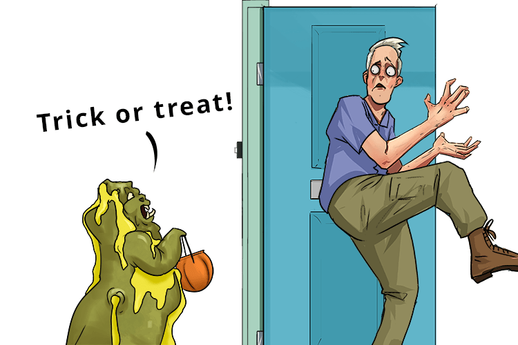 "Trick or treat!", said the oozing (ou) monster