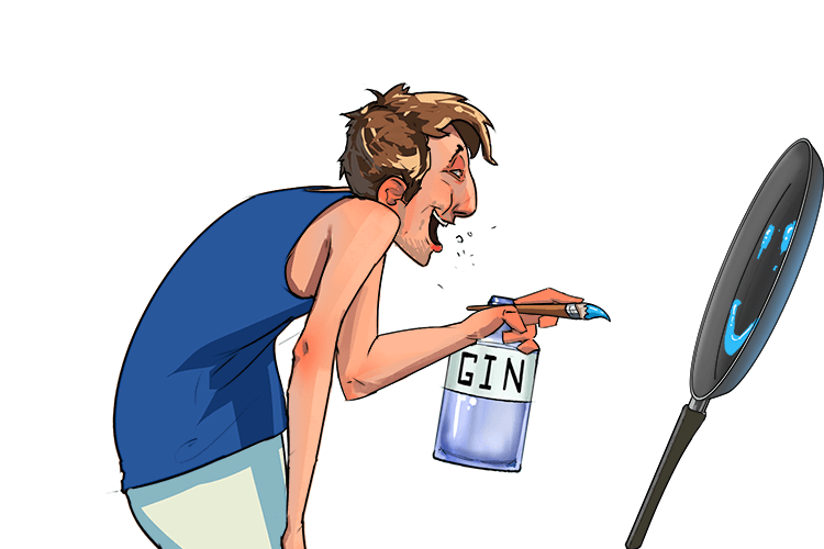 I painted the frying pan when I was drunk (peindre)