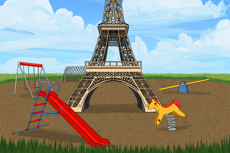 In the middle of the park was the Eiffel tower