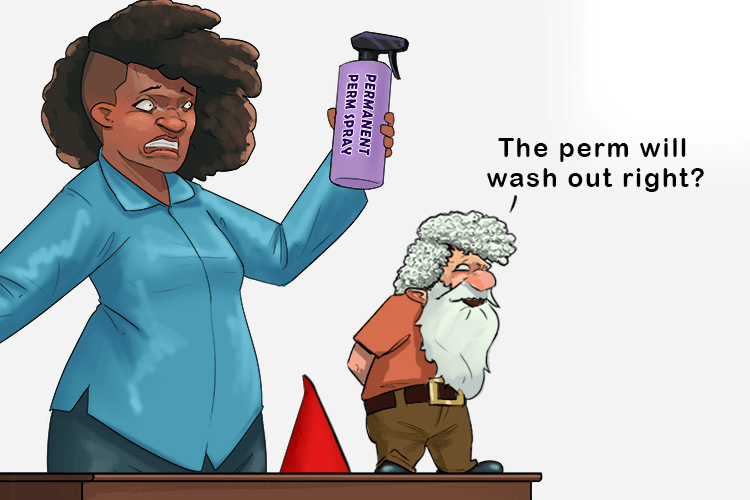 I didn't realise the style was permanent when I gave a perm to a gnome (permanent)