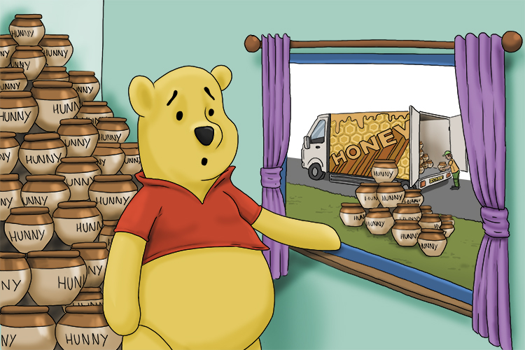 Pooh Bear had little power of resistance. Pooh couldn't stop increasing his reservoir (pouvoir) of honey.
