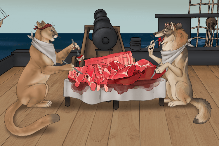 The meat was raw, but the ships crew (cru) didn't mind.