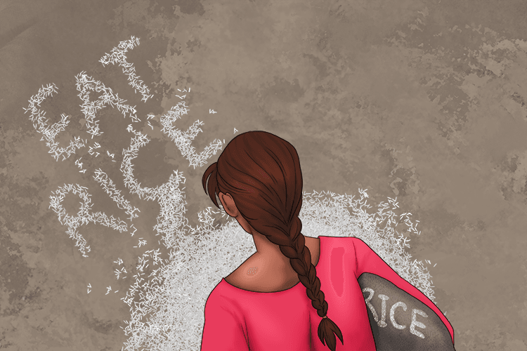 She poured out the rice and I could read (riz) a message.