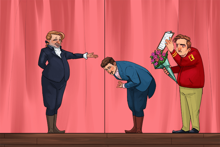 After the final scene, the actors were sent (scène) flowers