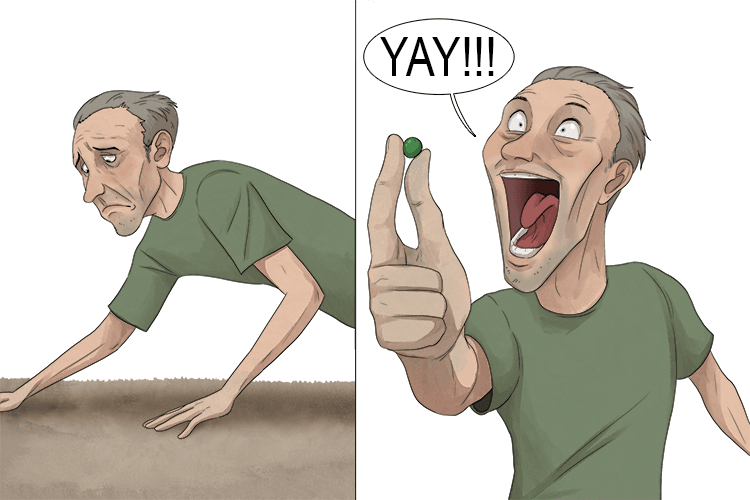 They were searching for food and shouted "yay!" (fouiller) when they found some.