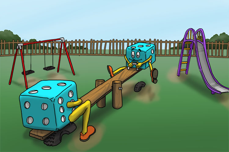 The six-sided dice enjoyed the seesaw (six) at the park.
