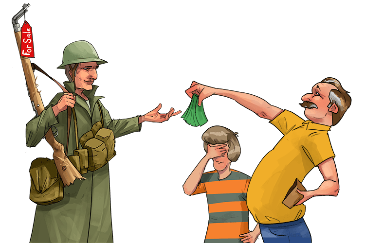 The soldier sold my dad (soldat) his gun