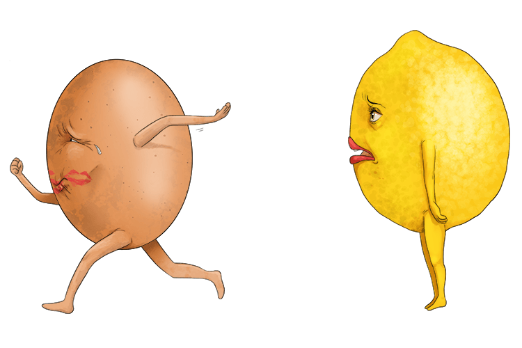 The sour taste of the lemon made the egg run (aigre) away.