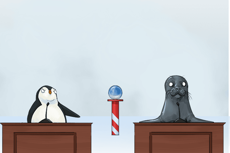 In the south pole, a penguin sued a (sud) seal