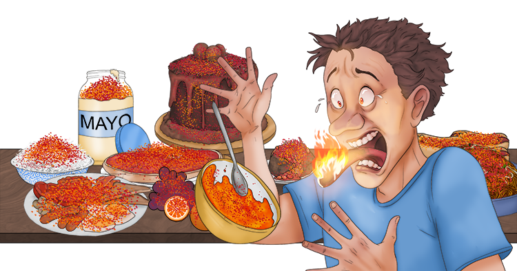 There was so much spice on every piece (épice) of food.