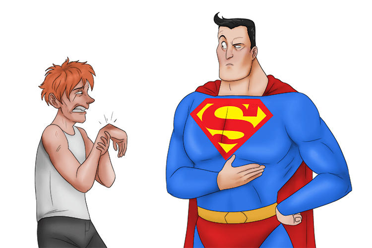 He sprained his wrist on my torso (entorse) when he punched me.