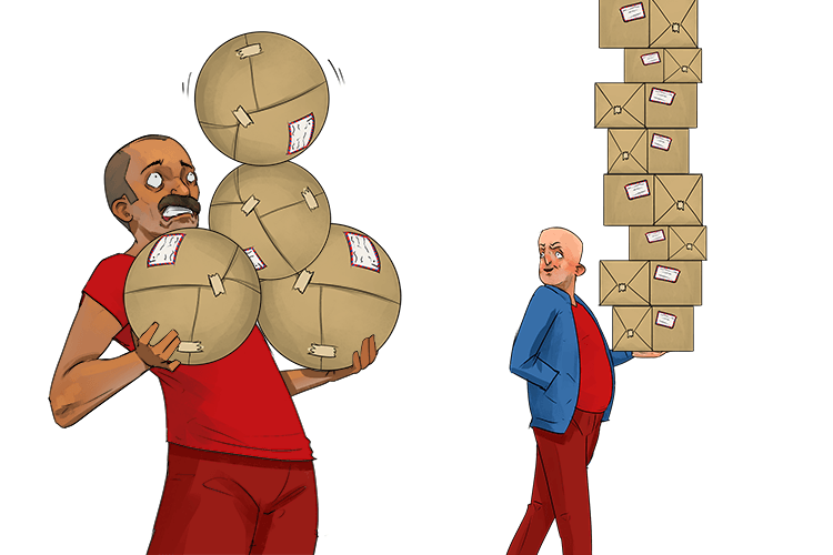 Square packages are much easier to carry (carré/carrée)