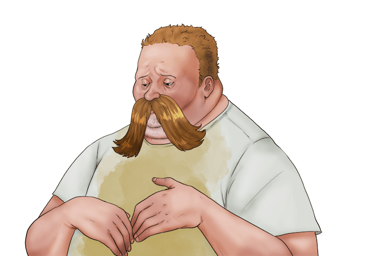 The stain was from his moustache (tache).