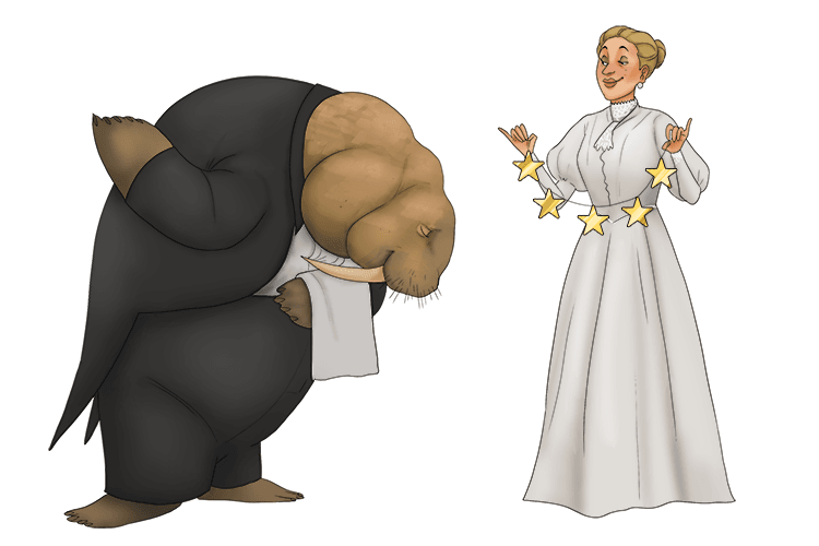 I gave five stars for great etiquette to the walrus (étoile).