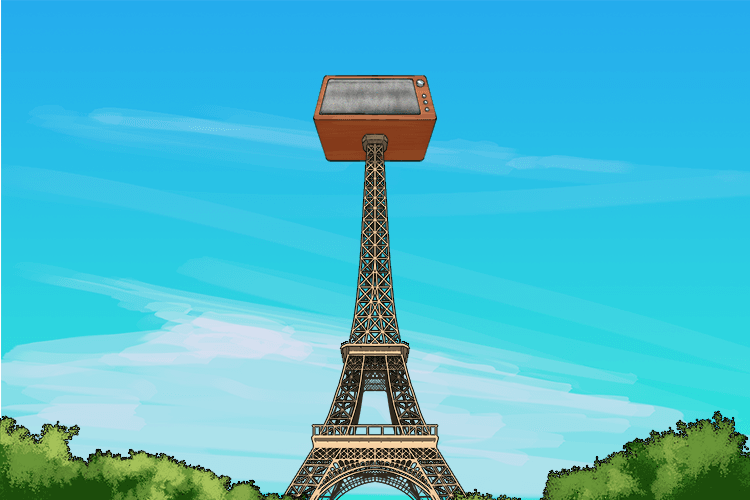 There's a television on top of the Eiffel tower