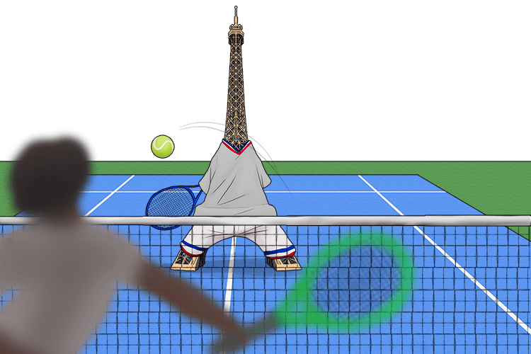 The Eiffel Tower was playing tennis.