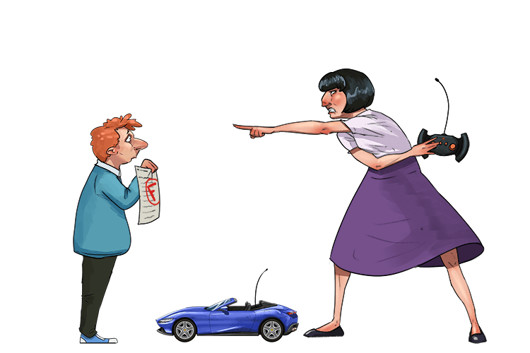 If you pass the test, you can have this remote control (contrôle) car