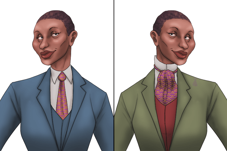 She turned the tie into a cravat (cravate).