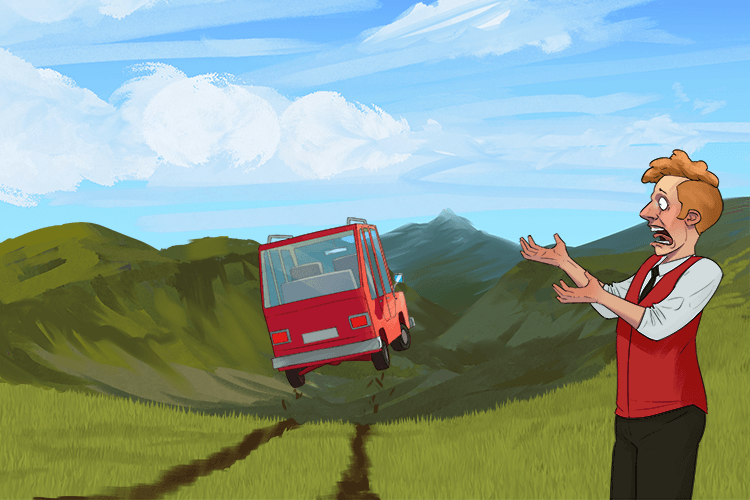 The car rolled off the cliff into the valley; the valet (vallée) forgot to put the handbrake on