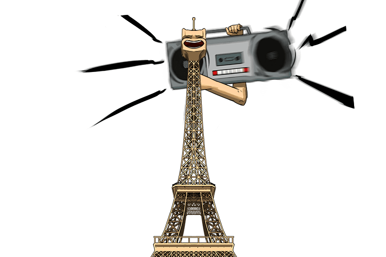 The Eiffel Tower was playing high volume music