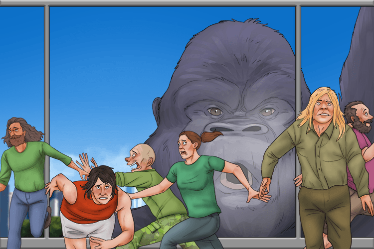 When King Kong (quand) is angry, you should run away.