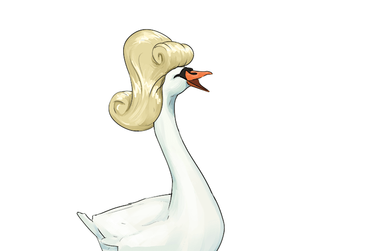 he white swan had a blonde (blanc) wig on