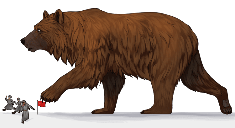 The wild animals in the Soviet Union are very large (sauvage).