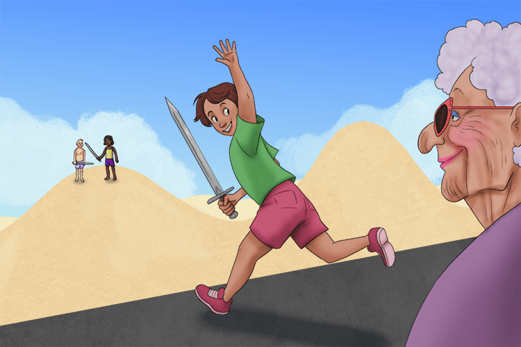 You ran across the tarmac (Utah) as you waved goodbye to your old grandma and ran hard (Omaha) to the golden (Gold) dune over (Juno) the hill to play sword (Sword) fights with my friends.