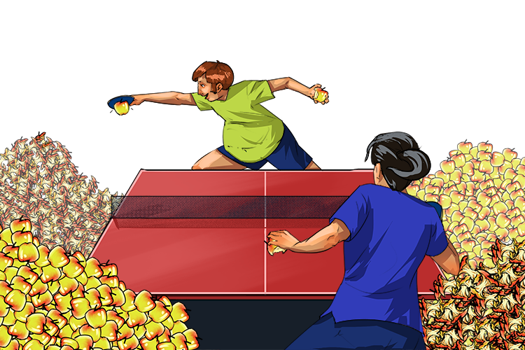 We used an apple to play ping pong while gorging (ping-gawr) on a pile of them