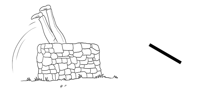 He fell down the well while searching for his keys.