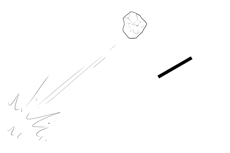 The chunk of rock was blasted into the air.