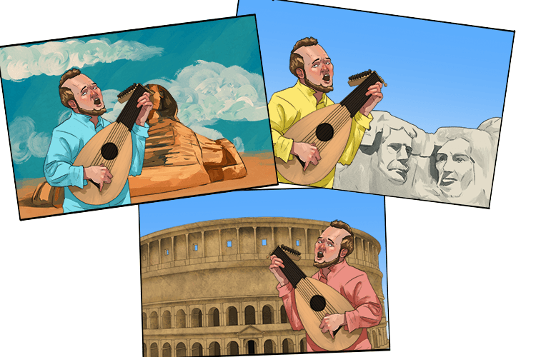 In every continent, my dad played the lute (da-loo)