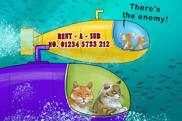 To see the enemy deep down in the ocean, you have to rent (dee-ren) a submarine