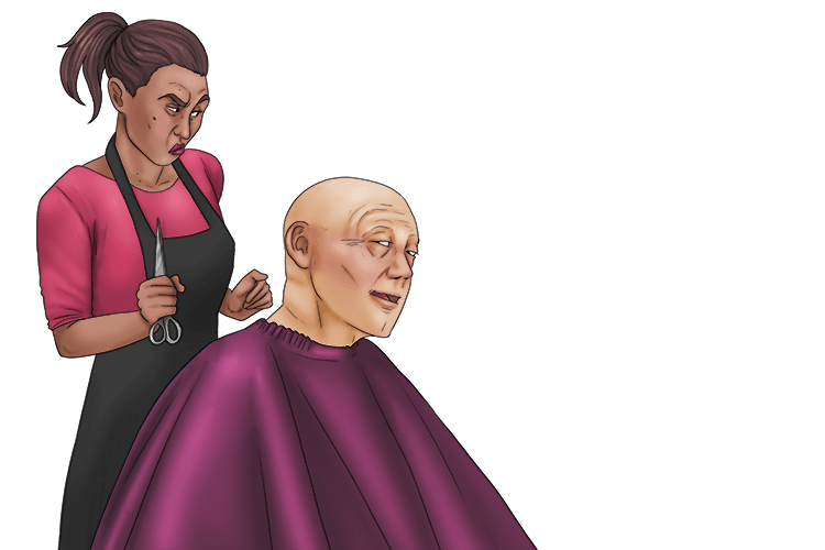 My father sat down in the barber's (bah-bah) chair, but the barber looked shocked because my dad had no hair.