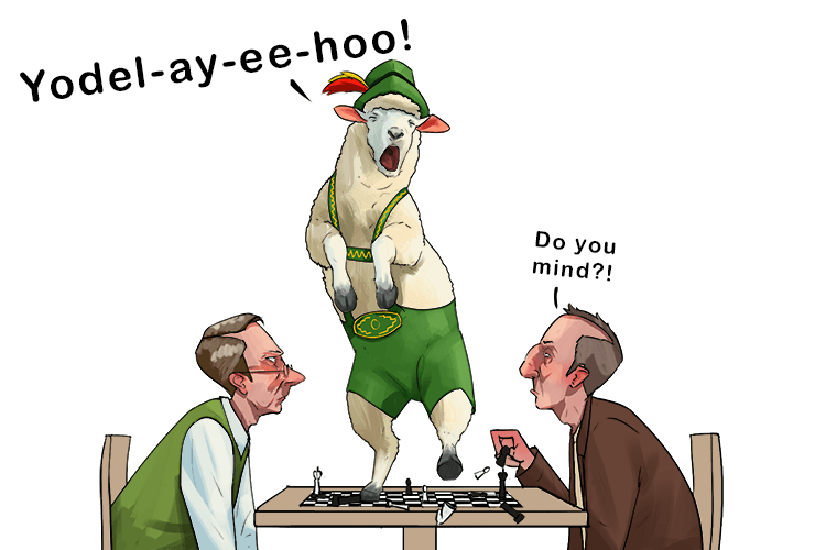 The game of chess was interrupted by a yodelling sheep (yo-she)