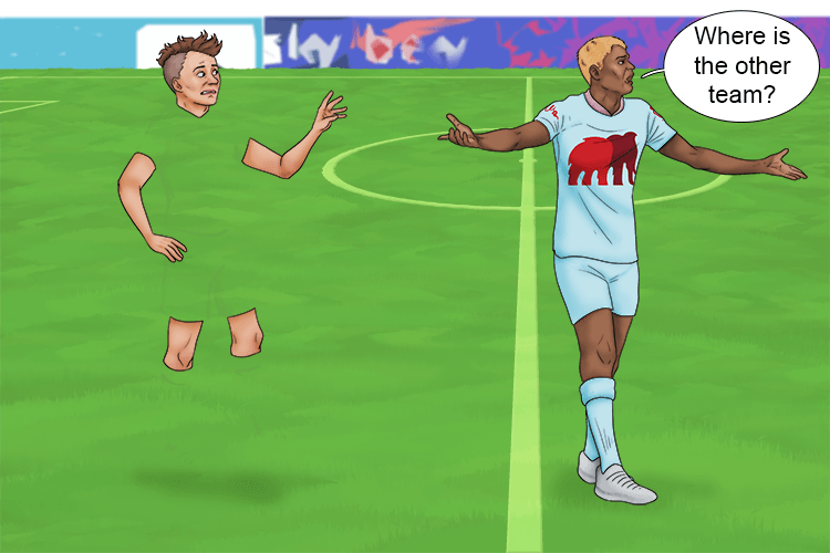 The team wearing green were the losers (loo-ser), because they couldn't see each other against the green grass.