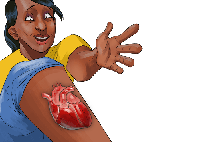 She had a tattoo of a heart on her shin (shin)