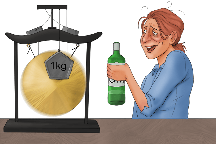 Each time the kilogram weight hits the gong, we took a drink from our gin (gong-jin).