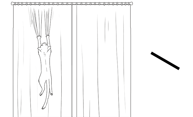 He slid down the curtains.