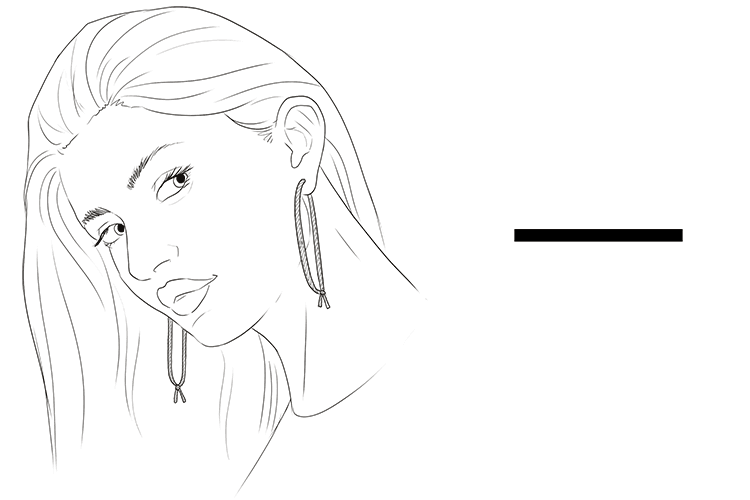 Her ear rings were made of string.