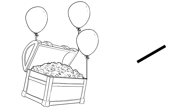 The loot was lifted up by helium balloons