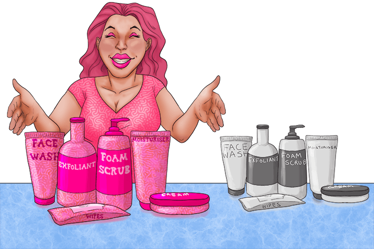 These skin care products have a great chance of selling with their pink (chan-pin) branding.