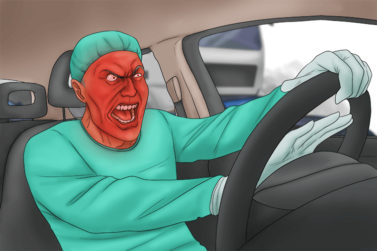 He turned red with anger and honked for a long time. The surgeon (hong-ser) was not happy.