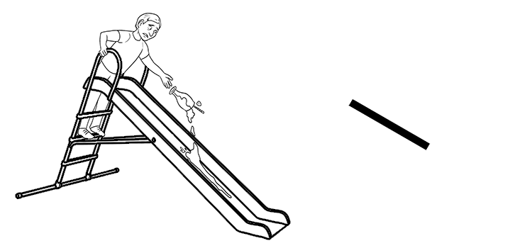 He spilt his milkshake down the slide.