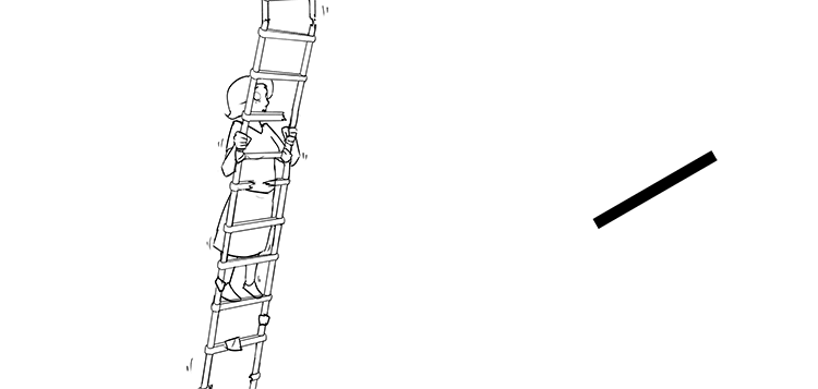 She was terrified of coming up the rickety ladder