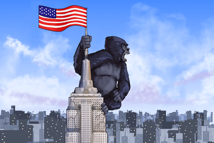 In the United States, there was mayhem when the giant gorilla (may-gor) climbed the skyscraper