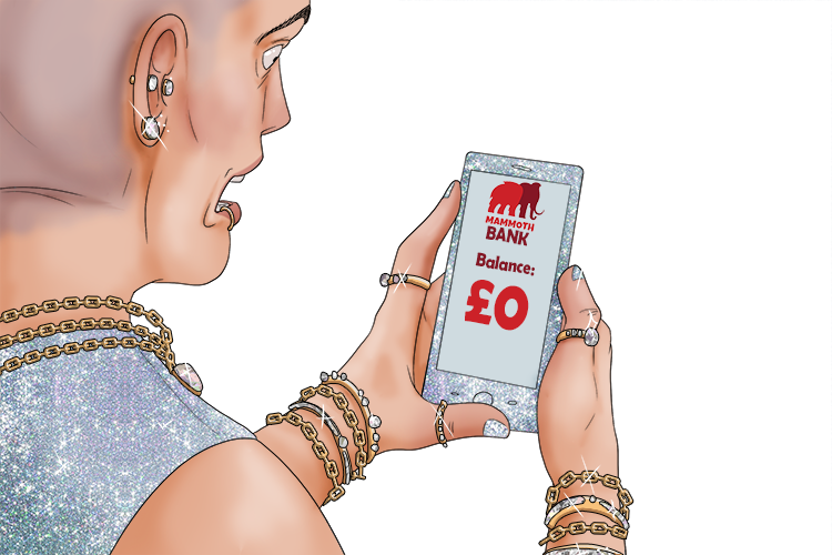 His bank balance read "zero", but he had a lot of bling (ling).